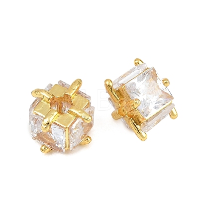 Brass Pave Clear Cubic Zirconia Beads CU-CBA6A75-07G-1