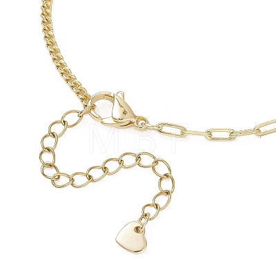 Brass Heart Charm Bracelets BJEW-JB12712-1