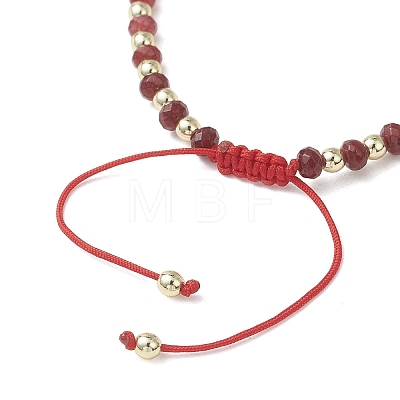 Dyed Natural Malaysia Jade Rondelle Beaded Braided Bead Bracelets BJEW-JB13395-01-1