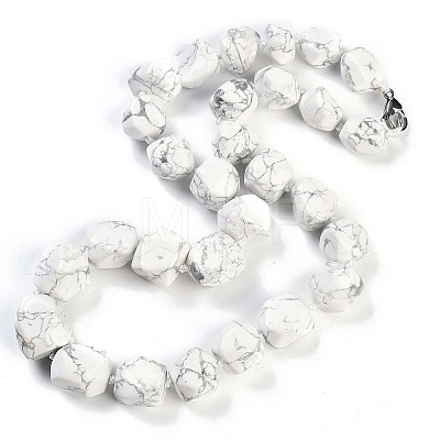 Natural Howlite Nuggets Beaded Necklaces for Women Men NJEW-K388-01N-1