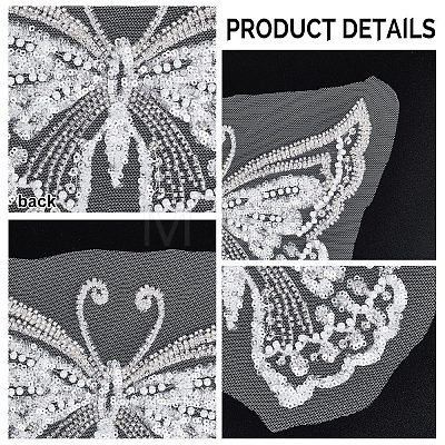 Gorgecraft 1Pc 3D Butterfly Polyester Computerized Embroidery Appliques for Wedding Dress DIY-GF0006-64-1