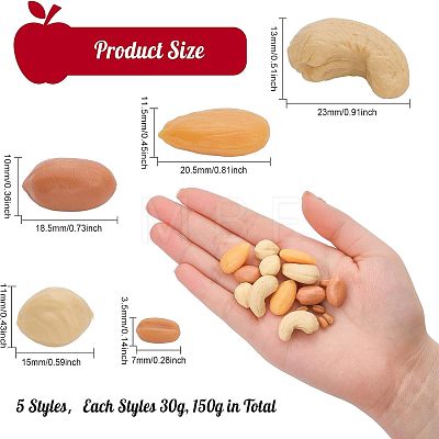 150G 5 Style Opaque Resin Imitation Nuts Ornaments RESI-CA0001-43-1