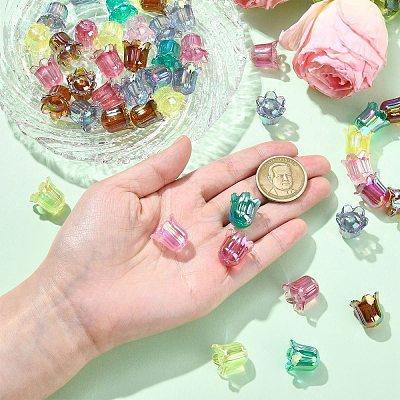 50Pcs UV Plating Opaque Acrylic Beads MACR-CJ0002-22-1