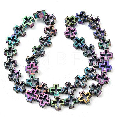 Electroplated Natural Lava Rock Beads Strands G-K388-02F-1