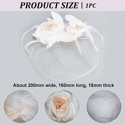Bridal Mesh Veil Floral Cloth Hair Combs MRMJ-WH0077-096-1