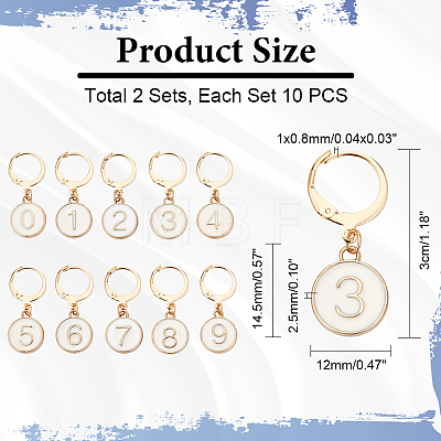 Alloy Enamel Number Charms Locking Stitch Markers AJEW-PH01457-02-1