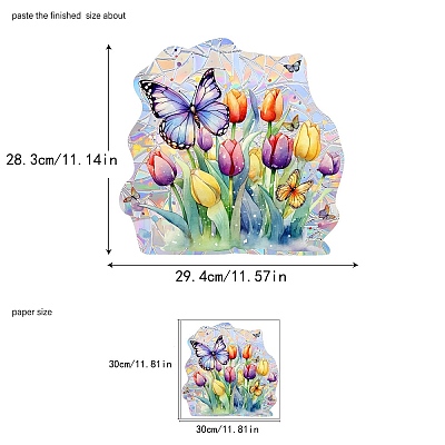 Flower Rainbow Prism Electrostatic Window Stickers PW-WGCE2D7-01-1