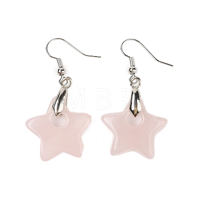 Natutal Rose Quartz  Dangle Earrings EJEW-F343-C08-1