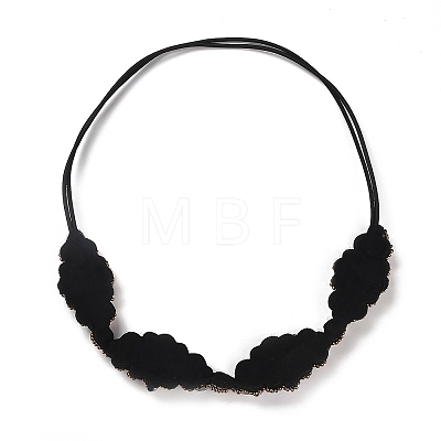 Retro Glass Rhinestone & Plastic Beaded Elastic Rubber Hair Headband for Women Girls OHAR-B005-03-1