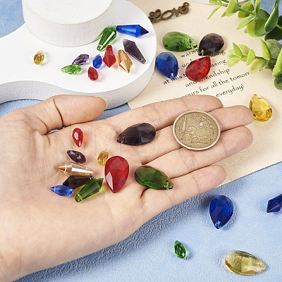 30Pcs 15 Styles Transparent Glass Pendants GLAA-TA0001-34-1