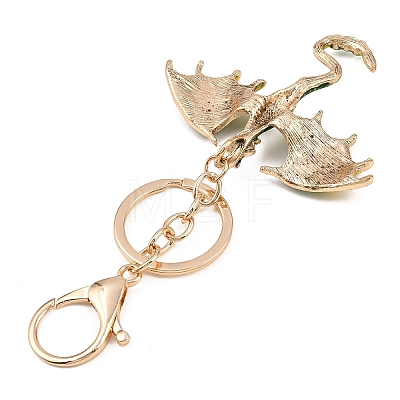 Dragon Alloy Rhinestone Pendant Keychains KEYC-G065-01B-1