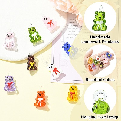 9Pcs 9 Colors Handmade Lampwork Pendants LAMP-CJ0002-64-1