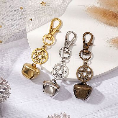 3Pcs 3 Colors Iron Bell Pendant Decoration HJEW-JM02276-1