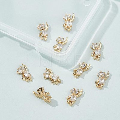 12Pcs Brass Clear Cubic Zirconia Charms KK-CA0003-22-1