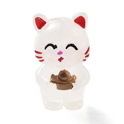 Luminous Resin Lucky Cat Display Decorations DJEW-P020-01C-1