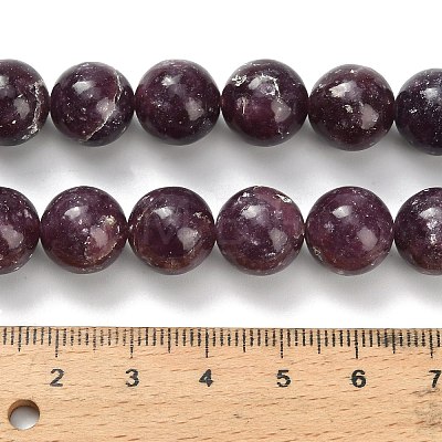 Natural Lepidolite/Purple Mica Stone Beads Strands G-H335-B03-12mm-A-1