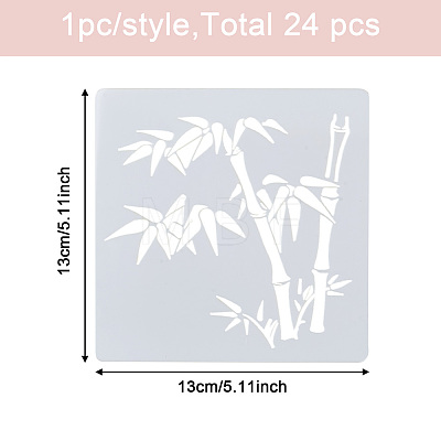 Cheriswelry 24 Sheets 24 Styles Plastic Drawing Stencil DIY-CW0001-13-1