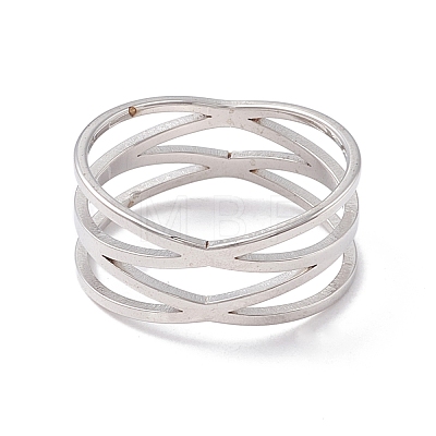 Criss Cross 304 Stainless Steel Finger Ring for Women  RJEW-B035-03P-1