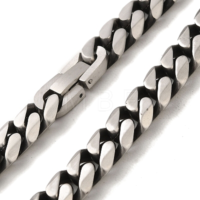 304 Stainless Steel Curb  Chain Necklaces NJEW-Q337-05B-AS-1