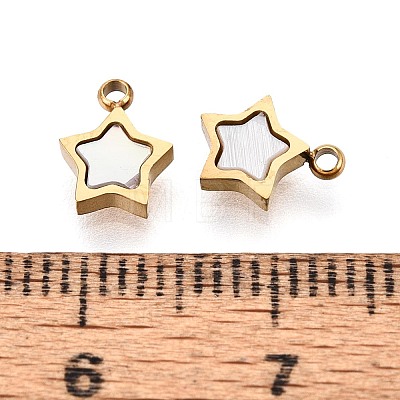 Natural White Shell Star Charms STAS-N115-43G-1