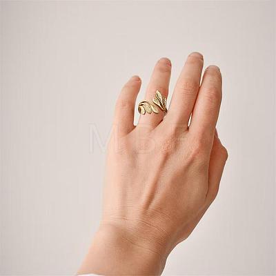 Leaf Ring 925 Sterling Silver Adjustable Open Ring Wrap Around Leaf Ring Peace Sign Ring Plant Ring Jewelry Gift for Women JR836B-1