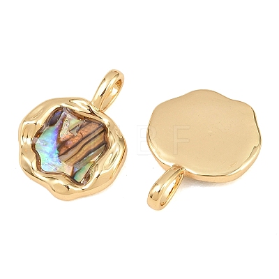 Brass Natural Paua Shell Irregular Pendants KK-I453-01G-01-1