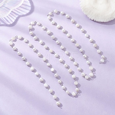 Natural Cultured Freshwater Pearl Link Chains AJEW-JB01585-01-1