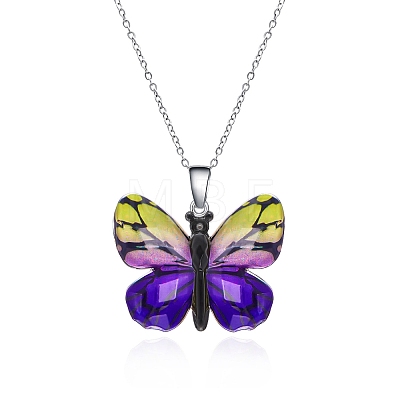 Butterfly Resin Pendant Necklaces PW-WG40B23-03-1