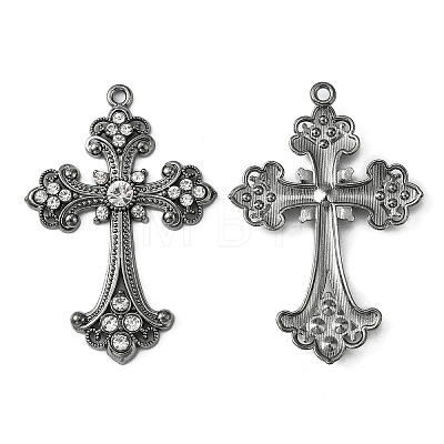 Alloy Rhinestone Cross Big Pendants ALRI-1475-B-NR-1