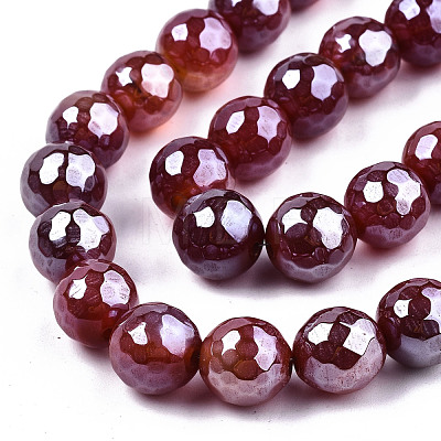Electroplate Natural Agate Beads Strands G-T131-55-08-1