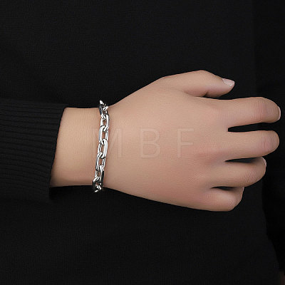 Non-Tarnish 201 Stainless Steel Oval Link Chain Bracelets for Men BJEW-R313-07P-1