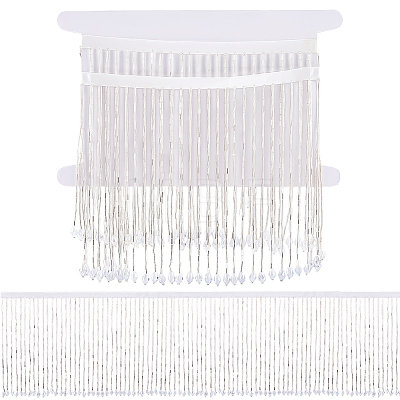 1 Yard Glass Beaded Tassel Ribbon DIY-FG0010-38C-1