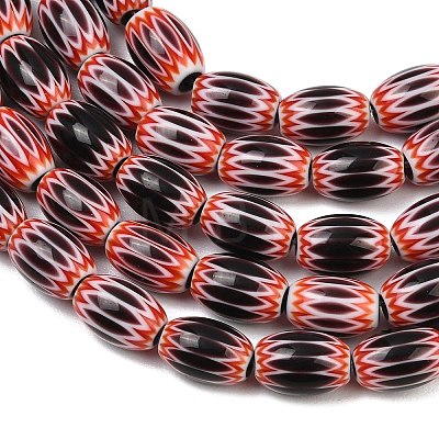 Handmade Millefiori Glass Oval Bead Strands LK-Z001-01B-10-1