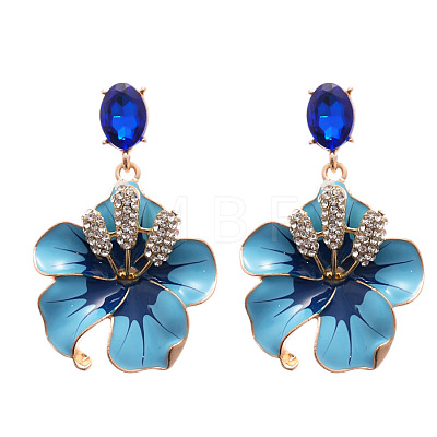 Flower Alloy Rhinestone Dangle Stud Earrings FS-WG119D4-02-1
