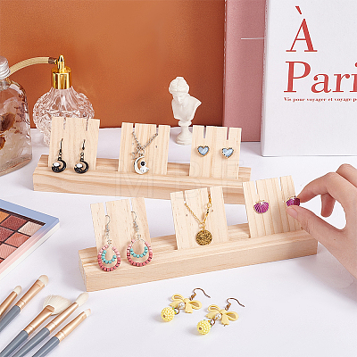 Wood Earring Card Organizer Display Stands EDIS-WH0016-028-1