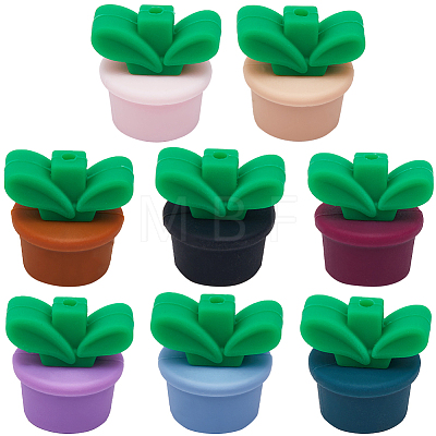 10 Colors Plant Food Grade Eco-Friendly Silicone Focal Beads SIL-SP0001-11-1