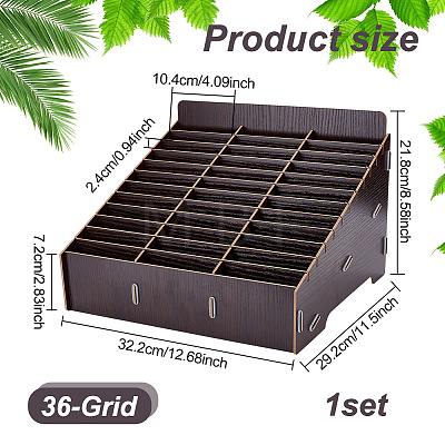 36-Grid Wooden Cell Phone Storage Box AJEW-WH0348-93A-1