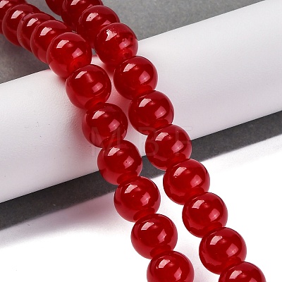 Imitation Jade Glass Round Beads Strands GLAA-A016-01F-1