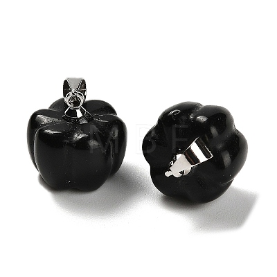 Natural Obsidian Pumpkin Charms G-K338-27P-02-1