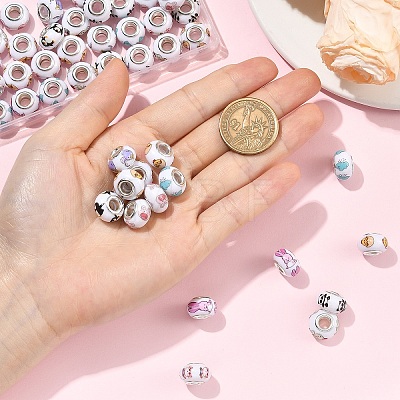 60Pcs 10 Styles Opaque Resin European Beads RPDL-YW0001-21-1