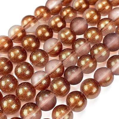 Frosted Transparent Glass Bead Strands X1-GLAA-P065-8mm-13-1