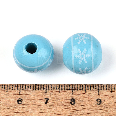 Christmas Spray Painted Schima Wood Beads WOOD-T032-35D-1