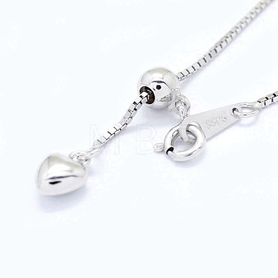 Adjustable 925 Sterling Silver Box Chain Necklaces NJEW-L456-002P-1