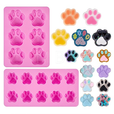 2Pcs 2 Styles Paw Shaped Fondant Molds DIY-SZ0002-69-1