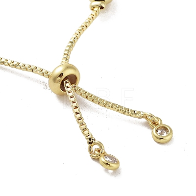 Adjustable Brass Round Beaded Slider Bracelets BJEW-D039-31B-G-1