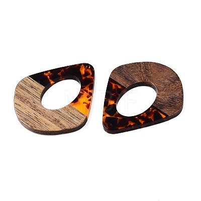 Transparent Resin and Walnut Wood Pendants RESI-T057-07D-1