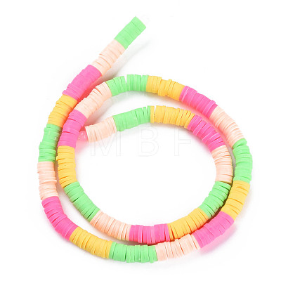 Fixed 4 Color Handmade Polymer Clay Bead Strands CLAY-S096-029N-1