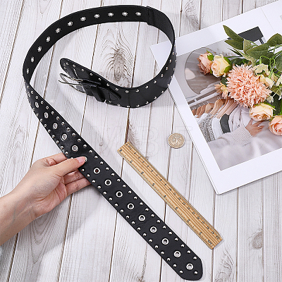 Imitation Leather with Alloy Rivets Chain Belts AJEW-WH20006-449A-1