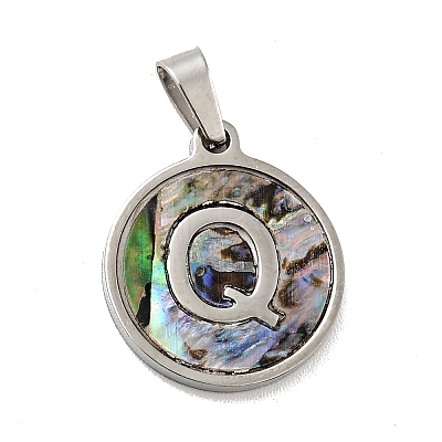 304 Stainless Steel with Paua Shell Pendants STAS-G268-02Q-P-1