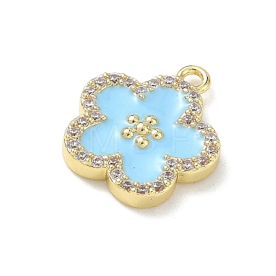 Brass Micro Pave Clear Cubic Zirconia and Enamel Pendants KK-A300-18G-1